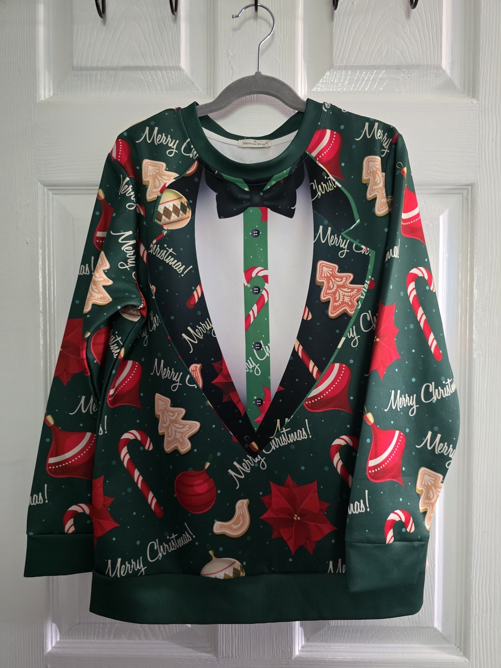 Boy's Green Christmas Shirt Pullover with Festive Print